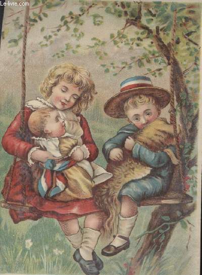 CHROMOLITHOGRAPHIE - ENFANTS BALANCOIRE