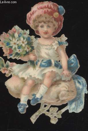 CHROMOLITHOGRAPHIE - FILLE RUBAN BLEU