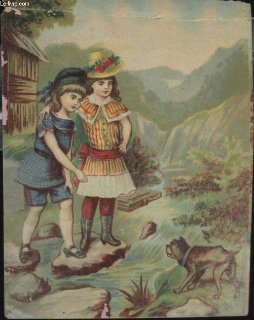 CHROMOLITHOGRAPHIE - FILLES A LA RIVIERE