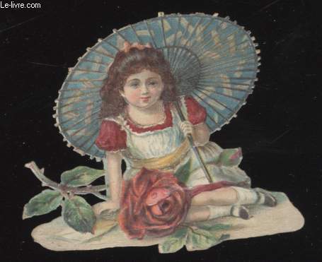 CHROMOLITHOGRAPHIE - FILLE ET OMBRELLE