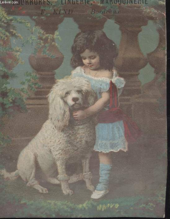 CHROMOLITHOGRAPHIE - PETITE FILLE ET LE CHIEN