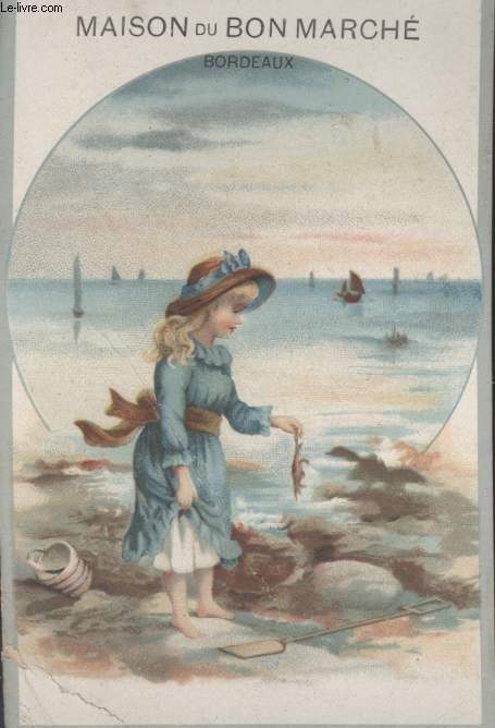 CHROMOLITHOGRAPHIE - PETITE FILLE EN ROBE A LA MER