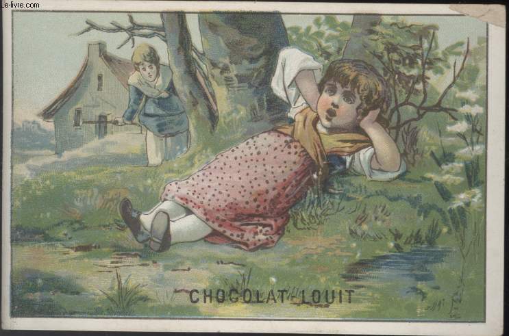 CHROMOLITHOGRAPHIE - PETITE FILLE EN ROBE ROSE