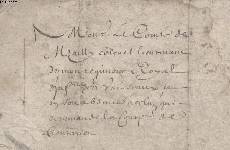 COURRIER, LETTRE ANCIENNE - LETTRE AU COMTE DE MAICEY DU ROI