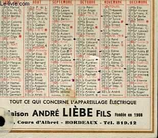 CALENDRIER DE POCHE - MAISON ANDRE LIEBE FILS