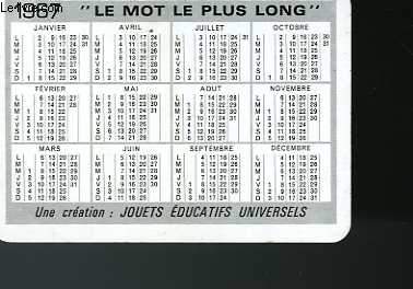 CALENDRIER DE POCHE - LE MOT LE PLUS LONG