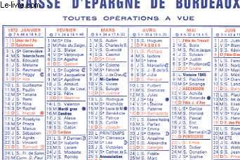 CALENDRIER DE POCHE - CAISSE D'EPARGNE DE BORDEAUX