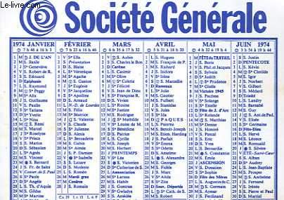 CALENDRIER DE POCHE - SOCIETE GENERALE