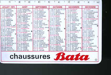 CALENDRIER DE POCHE - CHAUSSURES BATA