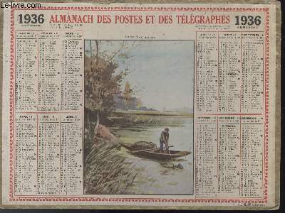 Calendrier 1936 Almanach Postes Berger sur les bords de la Marne mouton sheep 