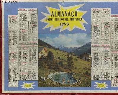 CALENDRIER - ALMANACH POSTES, TELEGRAPHES, TELEPHONES - MERIBEL LES ALLUES