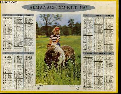 CALENDRIER - ALMANACH DES P.T.T. - CAVALIERE