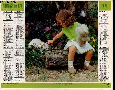 CALENDRIER - ALMANACH DES P.T.T. - ENFANT ANIMAUX