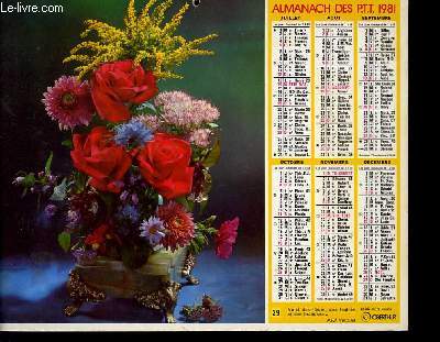 CALENDRIER - ALMANACH DES P.T.T. - FLEURS