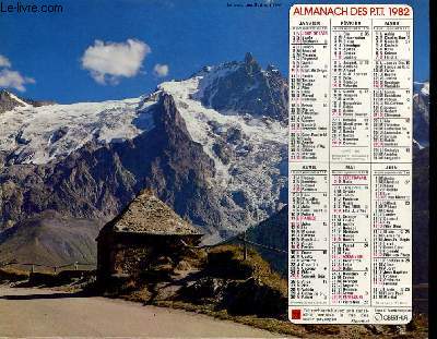 CALENDRIER - ALMANACH DES P.T.T. - LE PARC DES ECRINS - VIGNOBLES DANS LE JURA