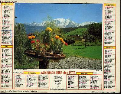 CALENDRIER - ALMANACH DES P.T.T. - MONTAGNE AU PRINTEMPS - LES AIGUILLES VERTE ET DU DRU