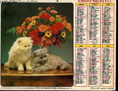 CALENDRIER - ALMANACH DES P.T.T. - L'INTREPIDE - CHATS PERSANS