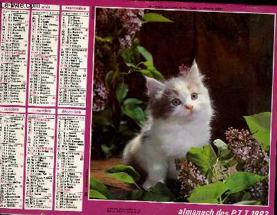 CALENDRIER - ALMANACH DES P.T.T. - CHIOT - CHATONS