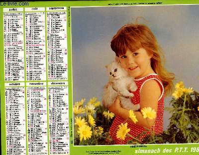 CALENDRIER - ALMANACH DES P.T.T. - FILLETTE ET CHATON - BERGER ALLEMAND