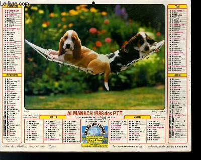 CALENDRIER - ALMANACH DES P.T.T. - L'INTREPISE - CHIOTS