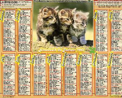 CALENDRIER - ALMANACH DU FACTEUR - CHATS - MANOIR DE ST SIMEON