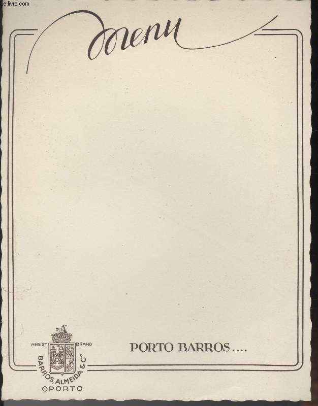 MENU - PORTO BARROS