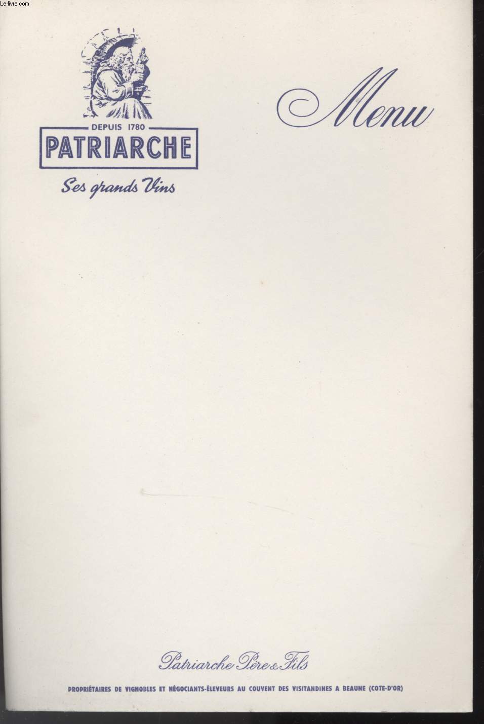 MENU - PATRIARCHE