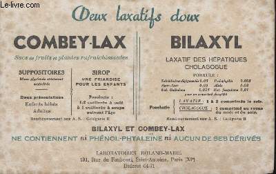 BUVARD - DEUX LAXATIFS DOUX - COMBEY-LAX - BILAXYL
