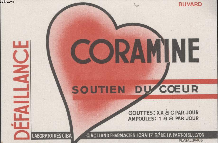 BUVARD - CORAMINE - SOUTIEN DU COEUR - DEFAILLANCE