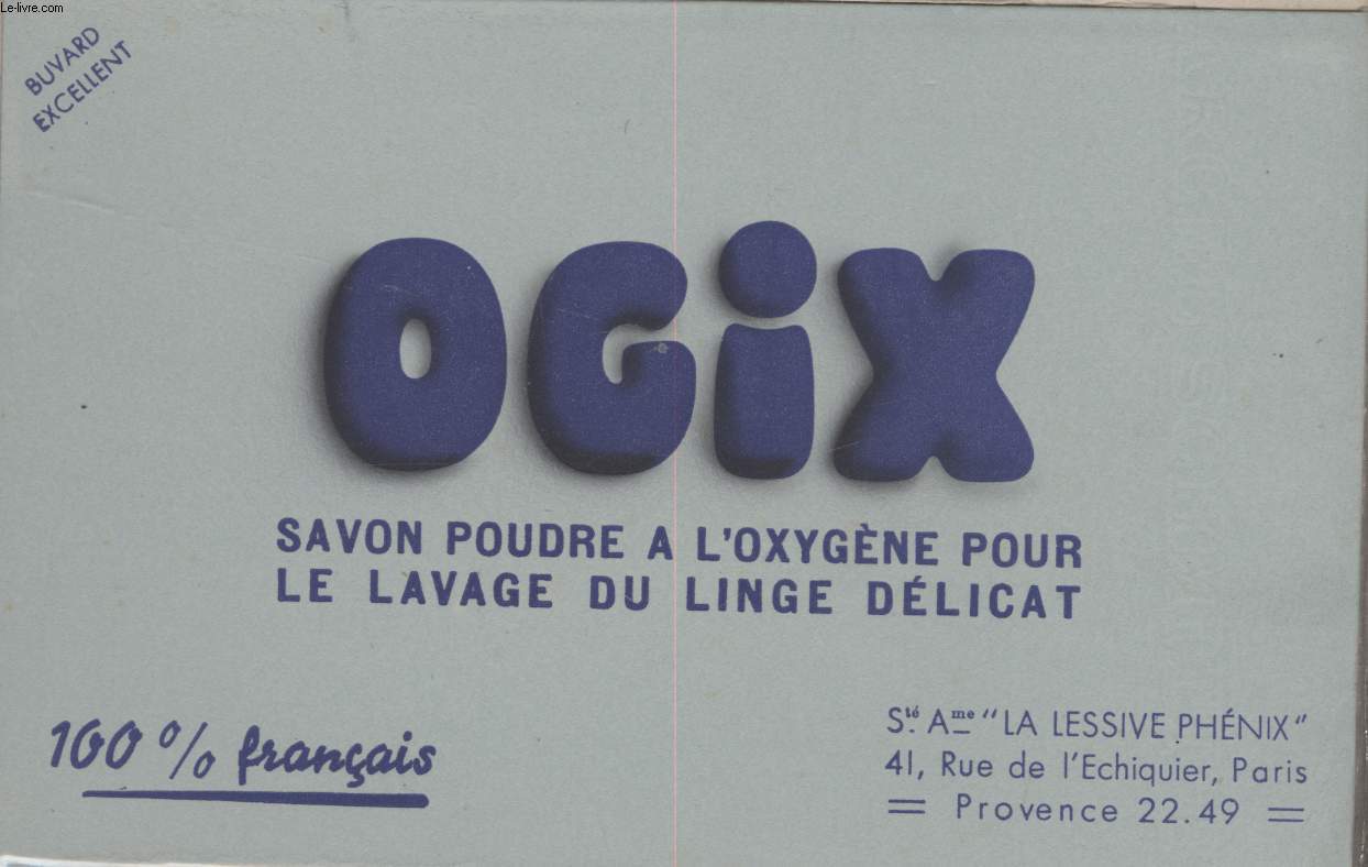 BUVARD - OGIX - SAVON POUDRE A L'OXYGENE POUR LE LAVAGE DU LINGE DELICAT