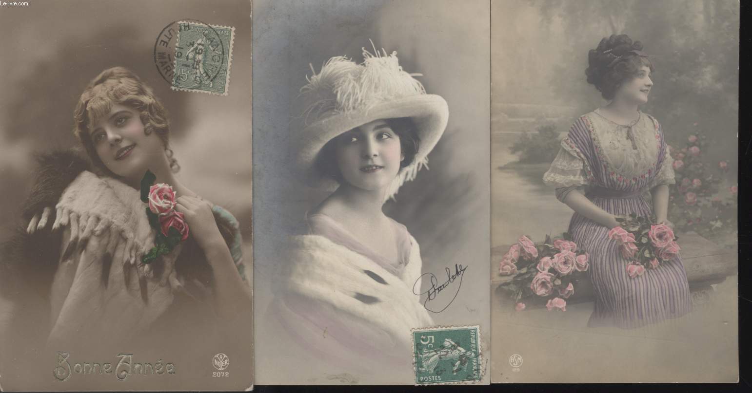 CARTES POSTALES ANCIENNES - CPA - LOT DE 3 CARTES POSTALES - DAMES