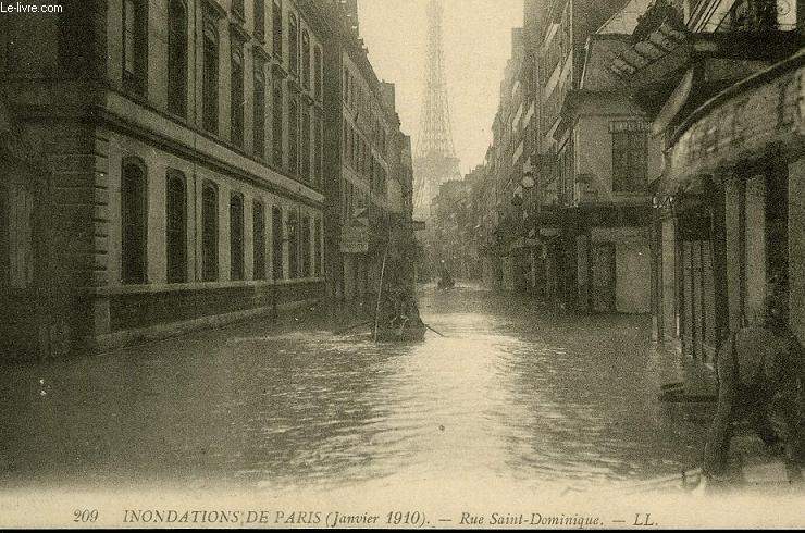 CARTE POSTALE - INONDATION DE PARIS - JANVIER 1910 - RUE SAINT DOMINIQUE