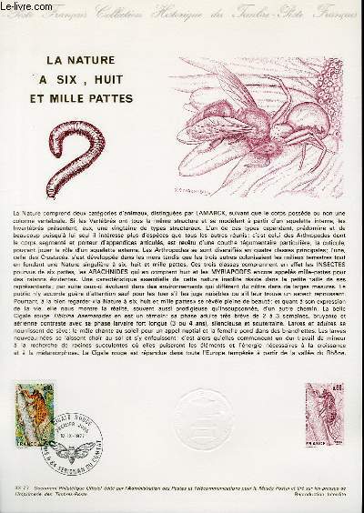 DOCUMENT PHILATELIQUE OFFICIEL N33-77 - LA NATURE A SIX, HUIT ET MILLE PATTES - CIGALE ROUGE (N1946 YVERT ET TELLIER)