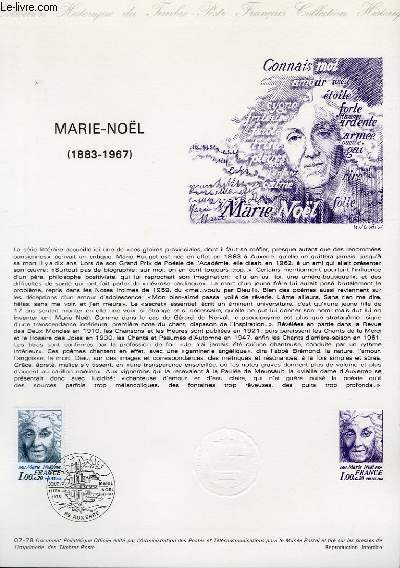 DOCUMENT PHILATELIQUE OFFICIEL N07-78 - MARIE-NOEL 1883-1967 (N1986 YVERT ET TELLIER)