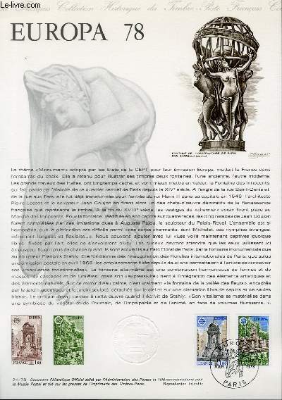 DOCUMENT PHILATELIQUE OFFICIEL N24-78 - EUROPA 78 (N2008-09 YVERT ET TELLIER)