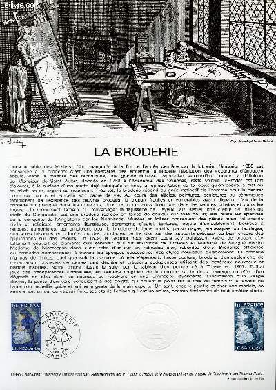 DOCUMENT PHILATELIQUE OFFICIEL N09-80 - LA BRODERIE (N2079 YVERT ET TELLIER)