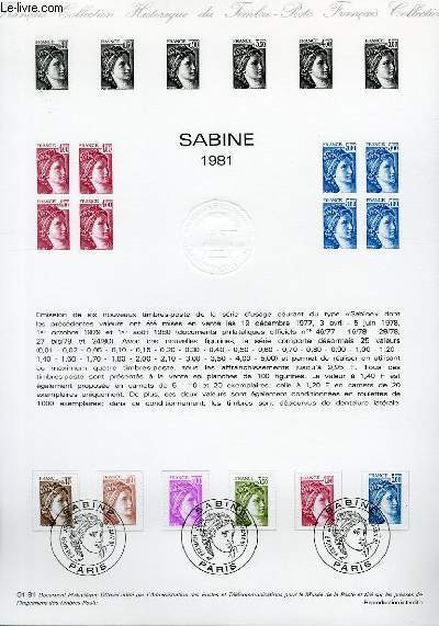 DOCUMENT PHILATELIQUE OFFICIEL N01-81 - SABINE 1981 (N2118-23 YVERT ET TELLIER)