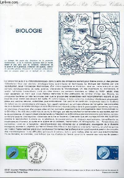 DOCUMENT PHILATELIQUE OFFICIEL N09-81 - BIOLOGIE (N2127 YVERT ET TELLIER)