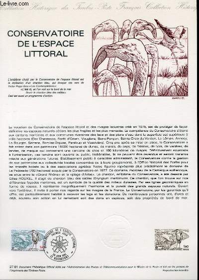 DOCUMENT PHILATELIQUE OFFICIEL N27-81 - CONSERVATOIRE DE L'ESPACE LITTORAL (N2146 YVERT ET TELLIER)