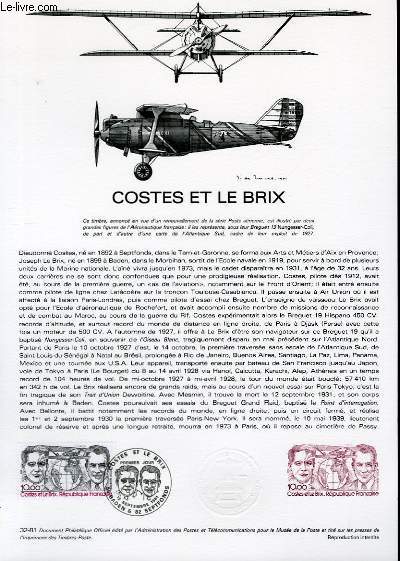 DOCUMENT PHILATELIQUE OFFICIEL N32-81 - COSTES ET LEBRIX (NAV. 56 YVERT ET TELLIER)