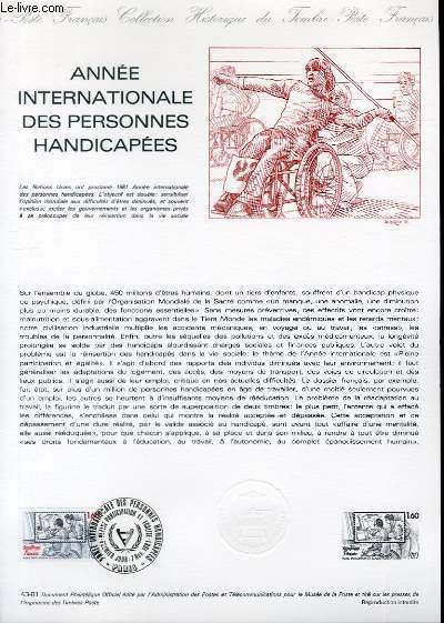 DOCUMENT PHILATELIQUE OFFICIEL N43-81 - ANNEE INTERNATIONALE DES PERSONNES HANDICAPEES (N2173 YVERT ET TELLIER)