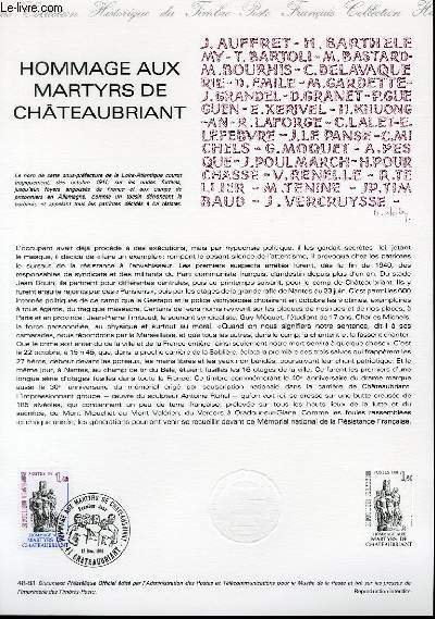 DOCUMENT PHILATELIQUE OFFICIEL N48-81 - HOMMAGE AUX MARTYRS DE CHATEAUBRIANT (N2177 YVERT ET TELLIER)