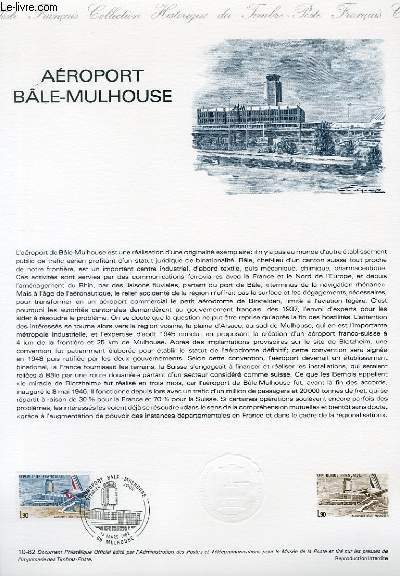 DOCUMENT PHILATELIQUE OFFICIEL N10-82 - AEROPORT BALE-MULHOUSE (N2203 YVERT ET TELLIER)