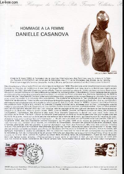 DOCUMENT PHILATELIQUE OFFICIEL N08-83 - HOMMAGE A LA FEMME DANIELLE CASANOVA (N2259 YVERT ET TELLIER)