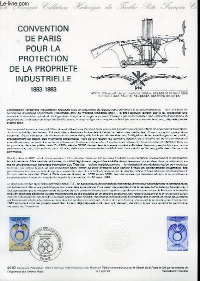 DOCUMENT PHILATELIQUE OFFICIEL N20-83 - CONVENTION DE PARIS POUR LA PROTECTION DE LA PROPRIETE INDUSTRIELLE 1883-1983 (N2272 YVERT ET TELLIER)