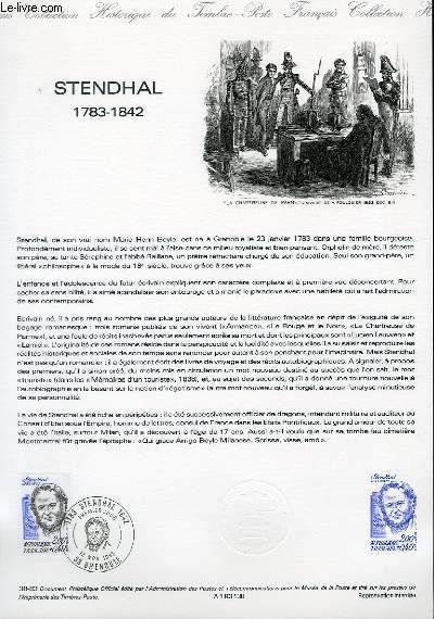 DOCUMENT PHILATELIQUE OFFICIEL N38-83 - STENDHAL 1783 - 1842 (N2284 YVERT ET TELLIER)