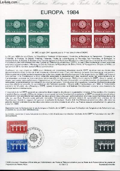 DOCUMENT PHILATELIQUE OFFICIEL N13-84 - EUROPA 84 (N2309-10 YVERT ET TELLIER)