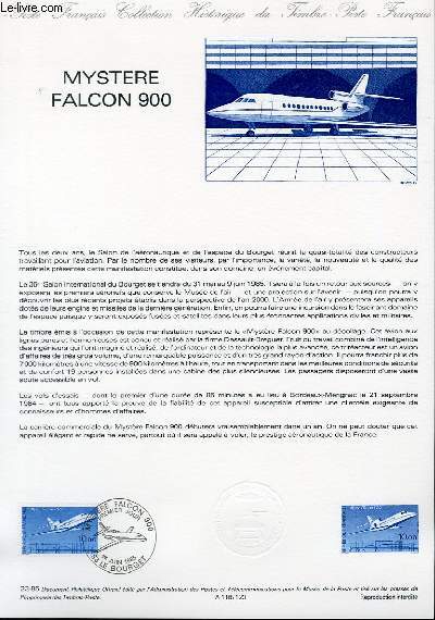 DOCUMENT PHILATELIQUE OFFICIEL N23-85 - MYSTERE FALCON 900 (N2372 YVERT ET TELLIER)