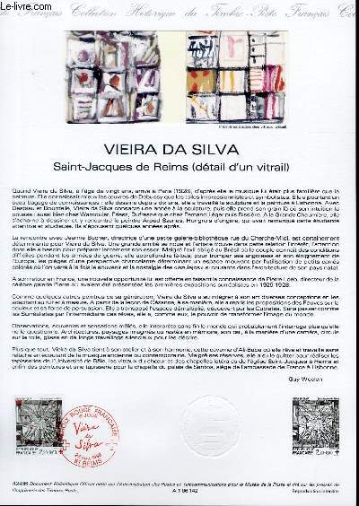 DOCUMENT PHILATELIQUE OFFICIEL N42-86 - VIEIRA DA SILVA - SAINT JACQUES DE REIMS (DETAIL D'UN VITRAIL) (N2449 YVERT ET TELLIER)