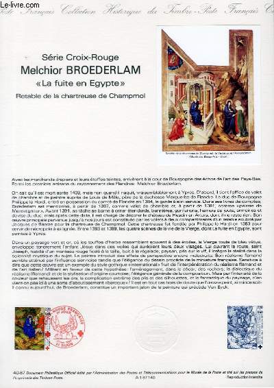 DOCUMENT PHILATELIQUE OFFICIEL N40-87 - SERIE CROIX ROUGE - MELCHIOR BROEDERLAM 